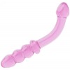 Crystal Glass Dildo Anal Beads Butt Plug G-spot Massager (Pink)